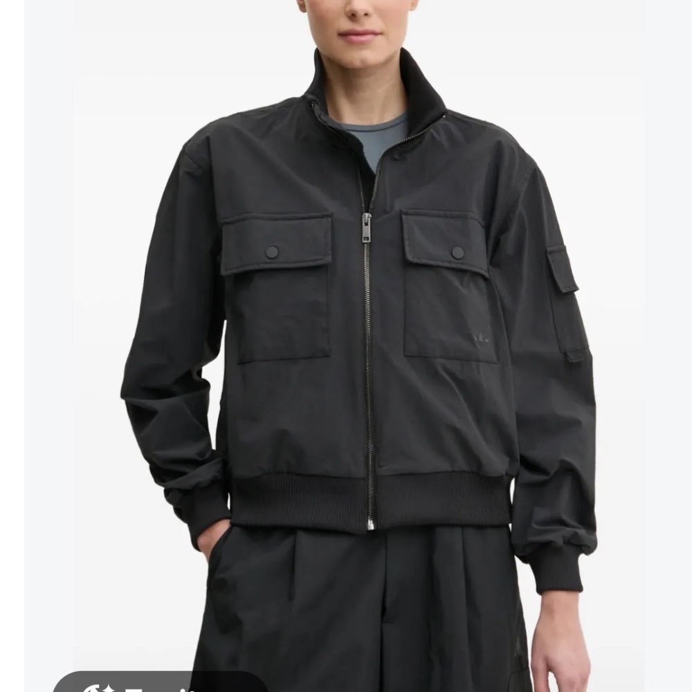 ADIDAS Black Flap Pocket Bomber Jacket L Gorpcore